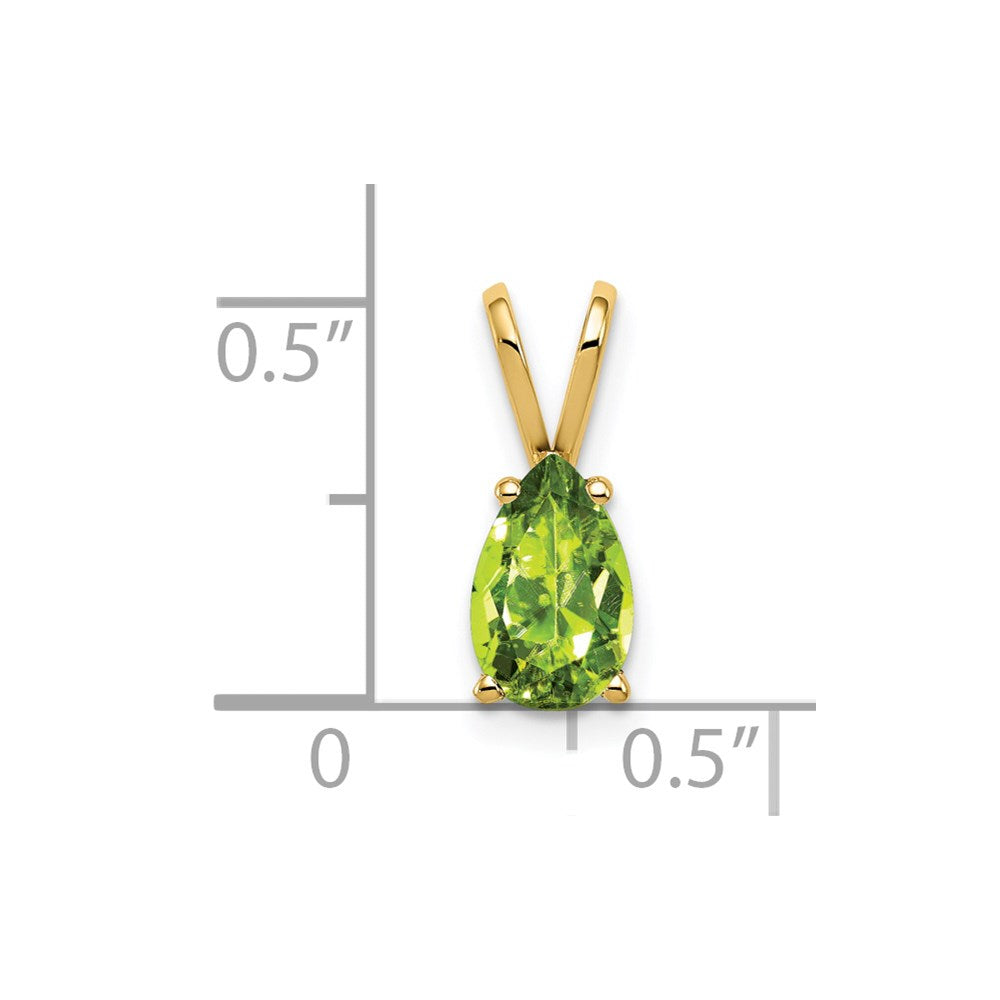 14K Gelbgold 8x5mm Peridot Anhänger im Karo-Schliff, Birnenform