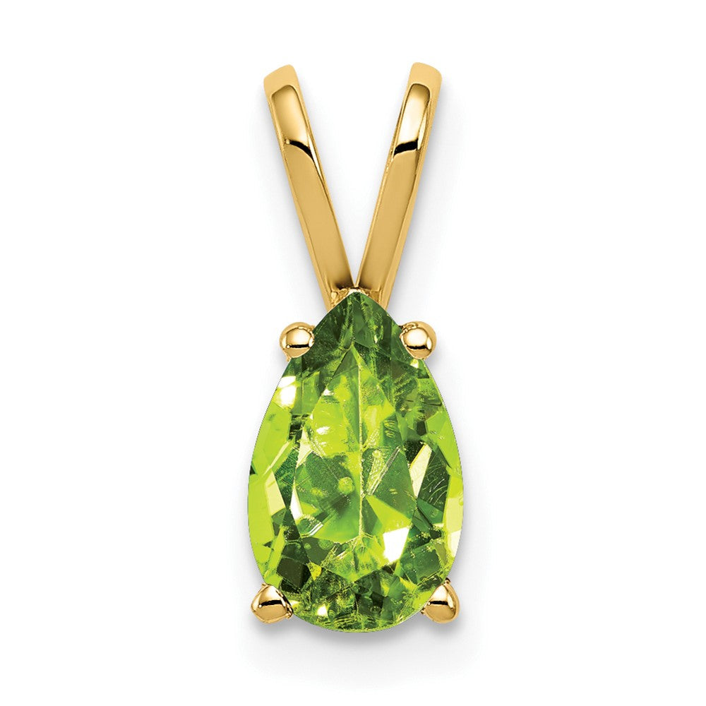 14K Gelbgold 8x5mm Peridot Anhänger im Karo-Schliff, Birnenform