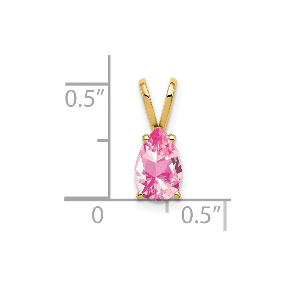 14K Gelbgold Anhänger mit 8x5mm birnenförmigem rosa Turmalin