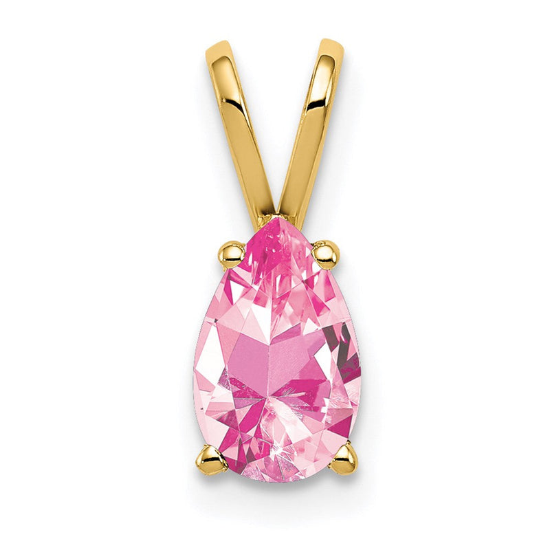 14K Gelbgold Anhänger mit 8x5mm birnenförmigem rosa Turmalin
