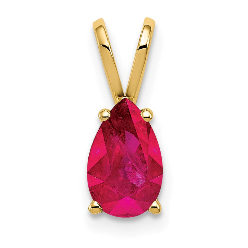 14K Gelbgold Anhänger mit birnenförmigem Rubin, 8x5 mm