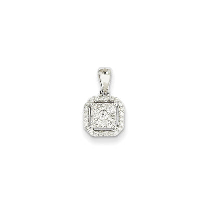 14K Weißgold Quadrat-Anhänger mit echtem Diamant