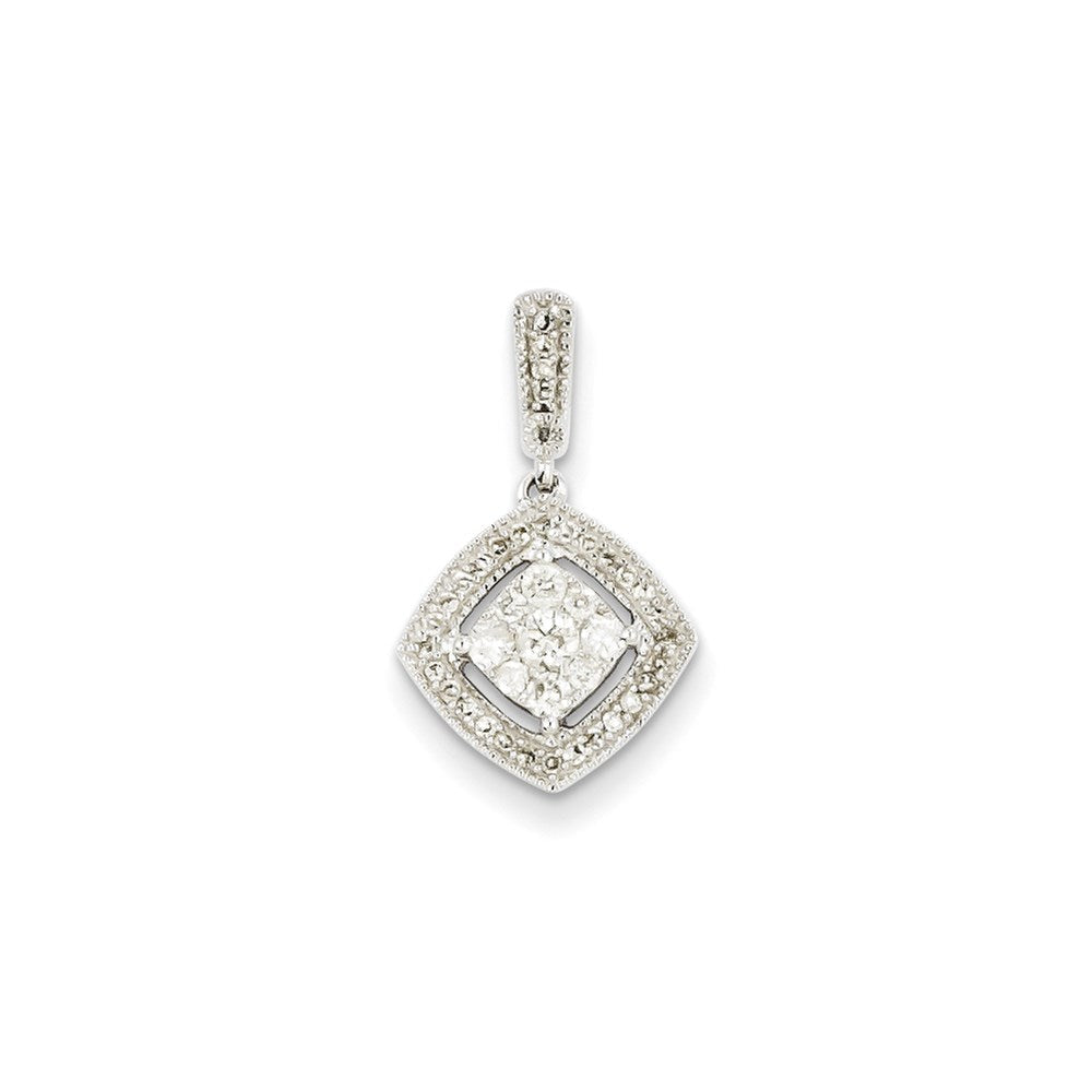 14K Weißgold Anhänger mit echtem Diamant