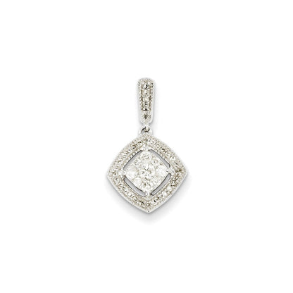 14K Weißgold Anhänger mit echtem Diamant
