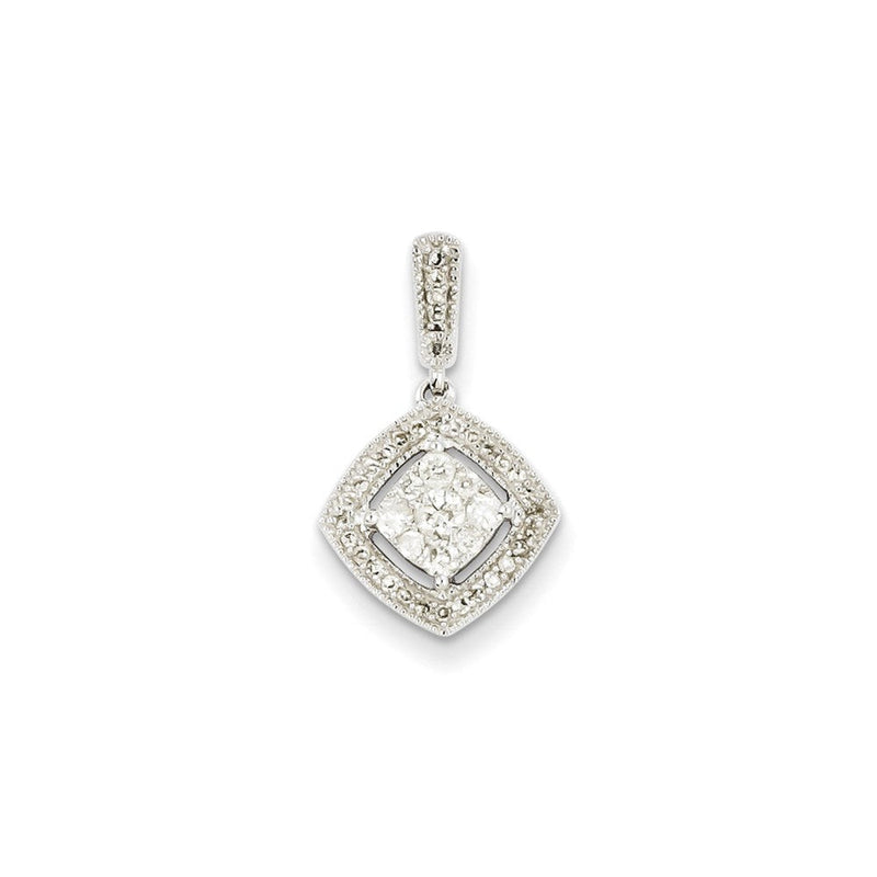 14K Weißgold Anhänger mit echtem Diamant