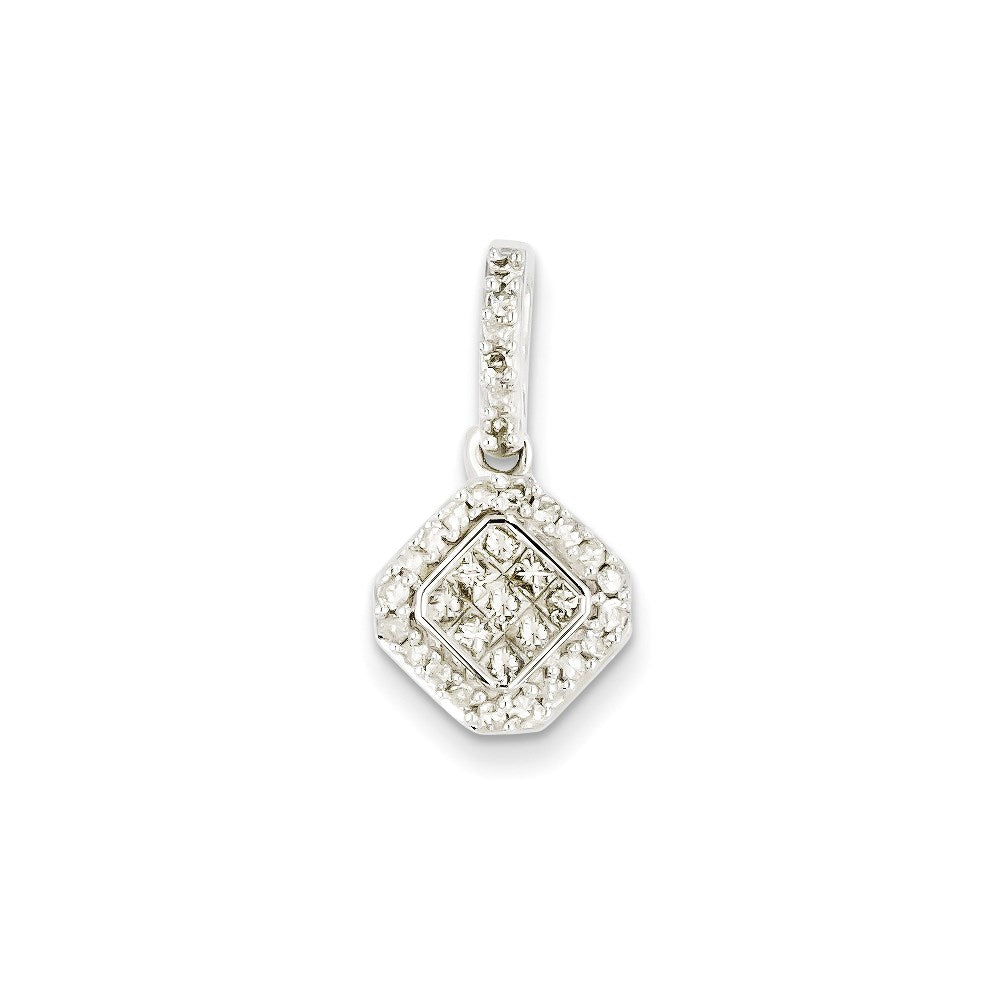 14K Weißgold Anhänger mit echtem Diamant
