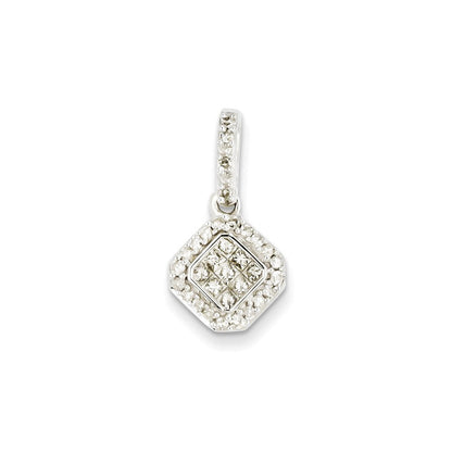 14K Weißgold Anhänger mit echtem Diamant