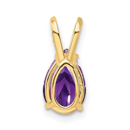 14K Gelbgold Anhänger mit 9x6 mm birnenförmigem Amethyst im Schachbrettschliff