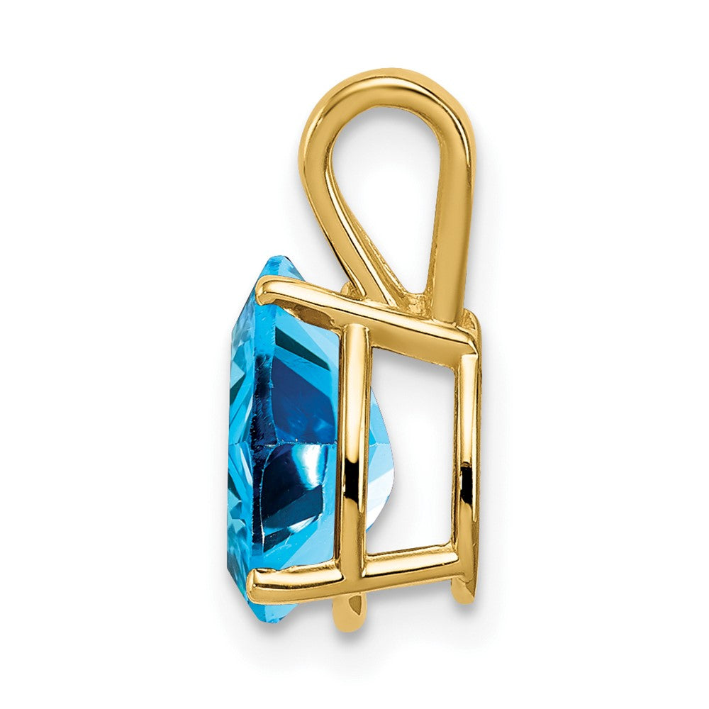 14K Gelbgold 9x6mm Birnenschliff Blautopas Schachbrettschliff-Anhänger
