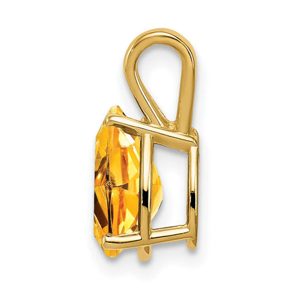 14K Gelbgold 9x6mm Birnenschliff-Citrin-Karo-Anhänger