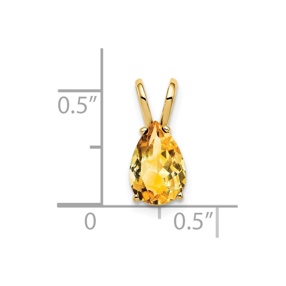 14K Gelbgold 9x6mm Birnenschliff-Citrin-Karo-Anhänger