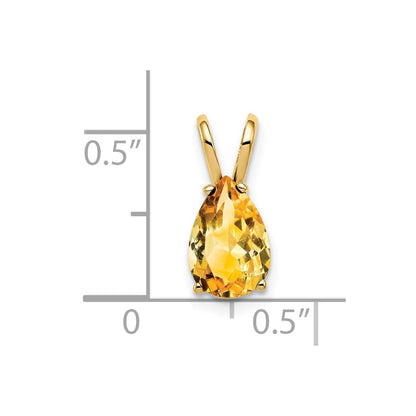 14K Gelbgold 9x6mm Birnenschliff-Citrin-Karo-Anhänger