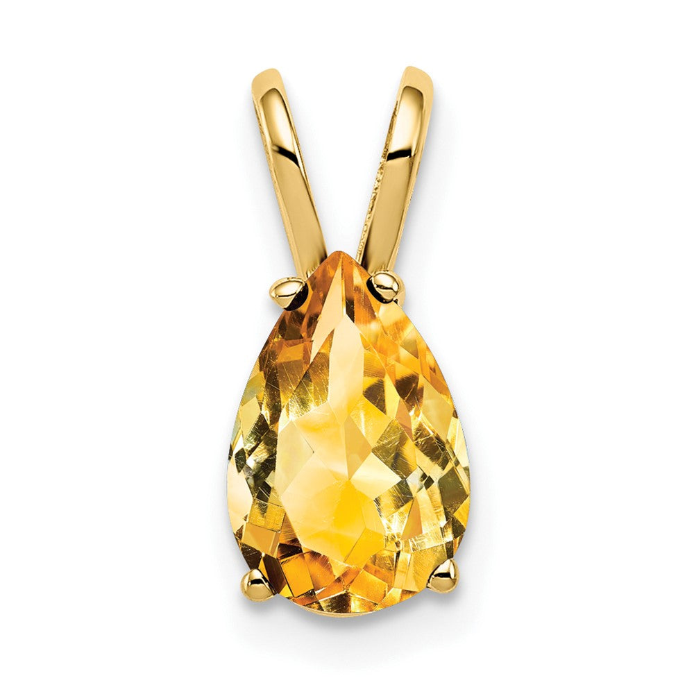 14K Gelbgold 9x6mm Birnenschliff-Citrin-Karo-Anhänger