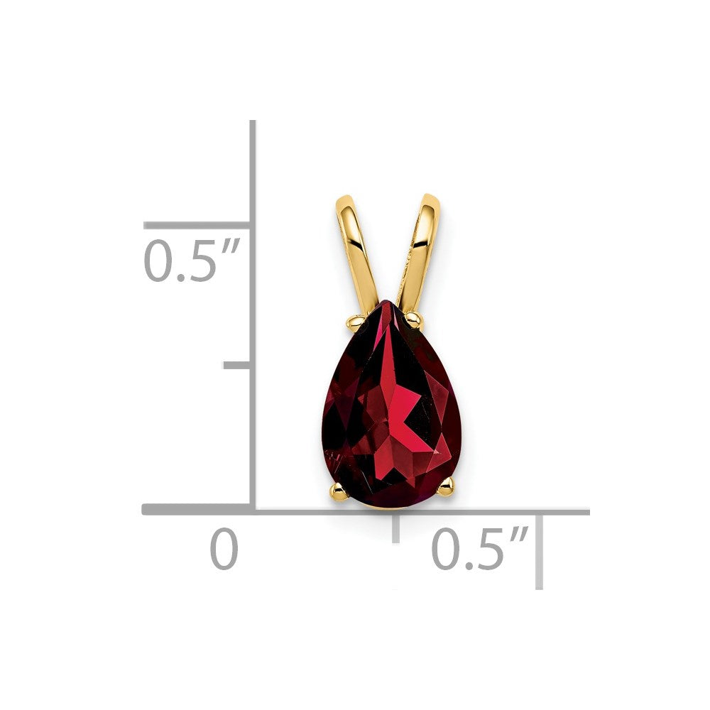 14K Gelbgold Anhänger mit 9x6 mm birnenförmigem Granat