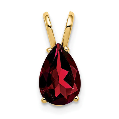 14K Gelbgold Anhänger mit 9x6 mm birnenförmigem Granat