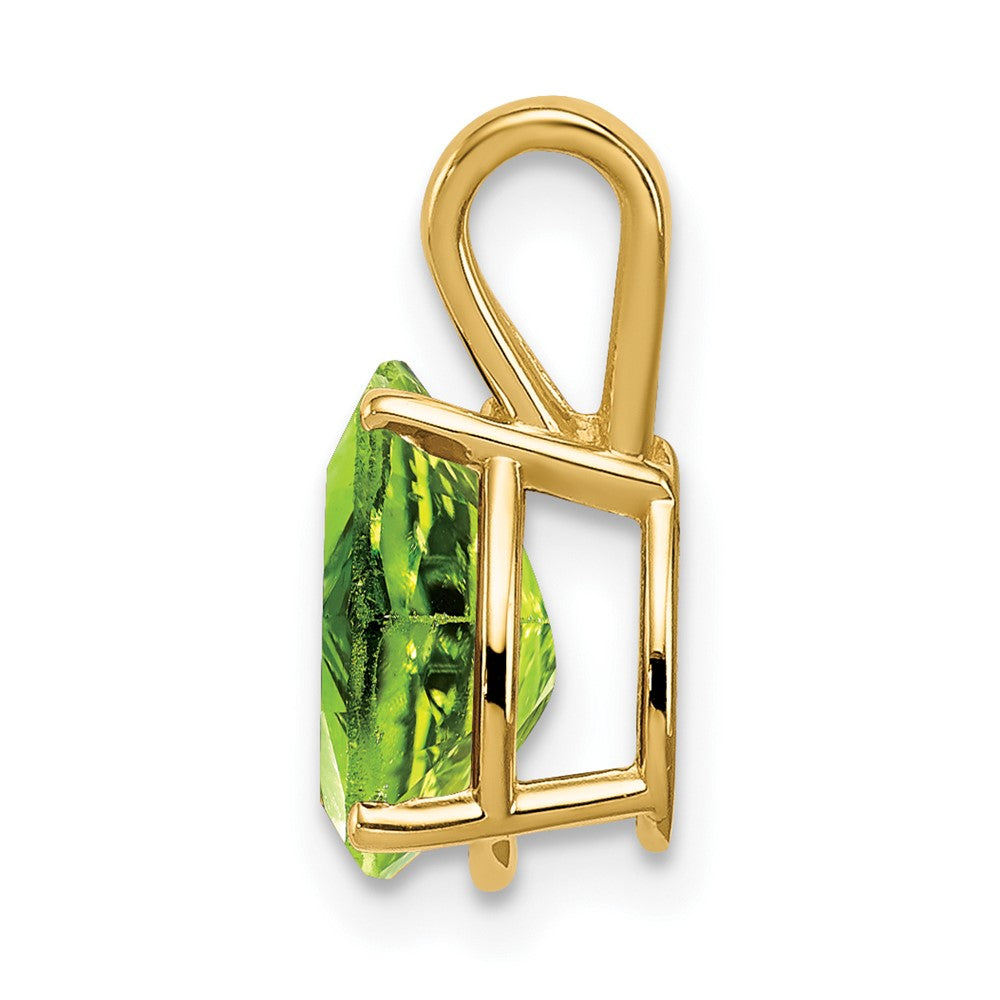 14K Gelbgold Peridot-Anhänger, birnenförmig geschliffen, 9x6mm