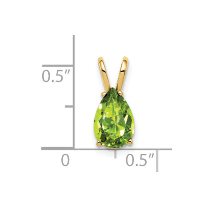 14K Gelbgold Peridot-Anhänger, birnenförmig geschliffen, 9x6mm