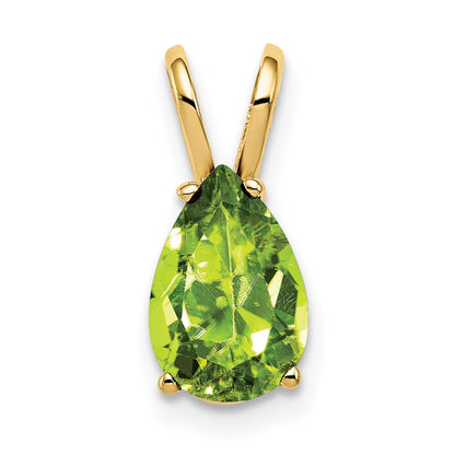 14K Gelbgold Peridot-Anhänger, birnenförmig geschliffen, 9x6mm