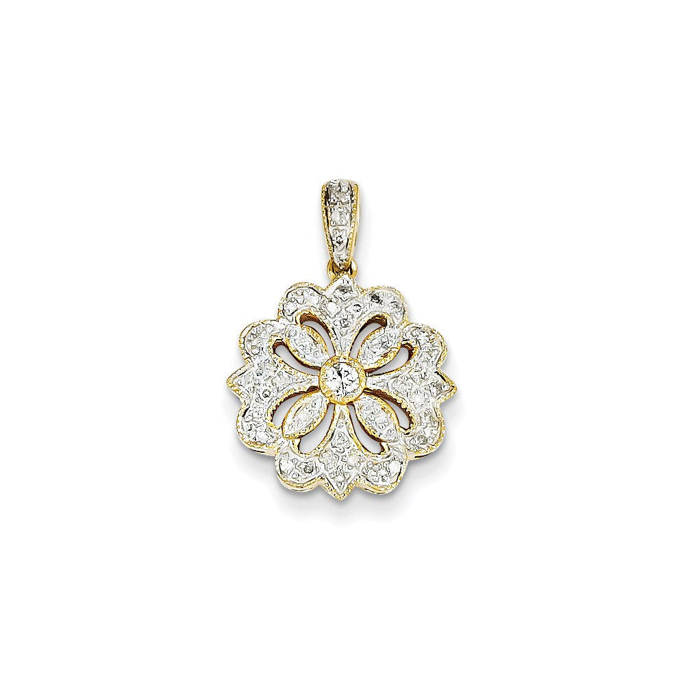 14K Two-Tone Diamant-Anhänger, 0,2 ct Gesamtgewicht
