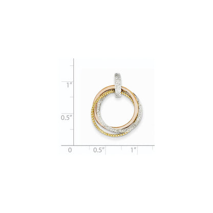 14K Tricolor-Gold Anhänger mit beweglichem Kreis und echten Diamanten