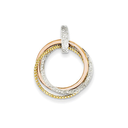 14K Tricolor-Gold Anhänger mit beweglichem Kreis und echten Diamanten