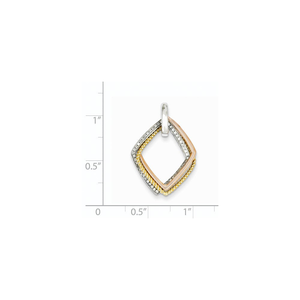 14K Tricolor-Gold Beweglicher Anhänger mit echten Diamanten