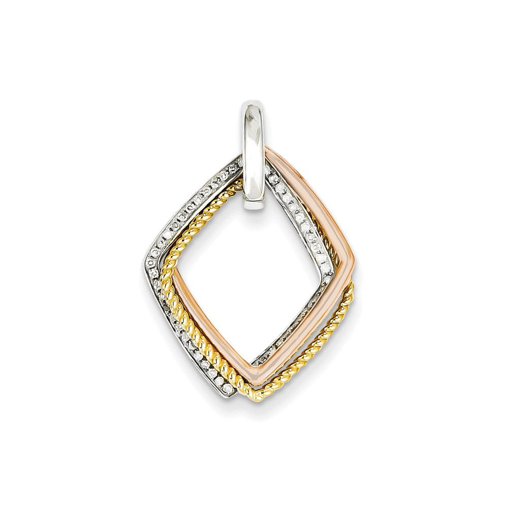 14K Tricolor-Gold Beweglicher Anhänger mit echten Diamanten
