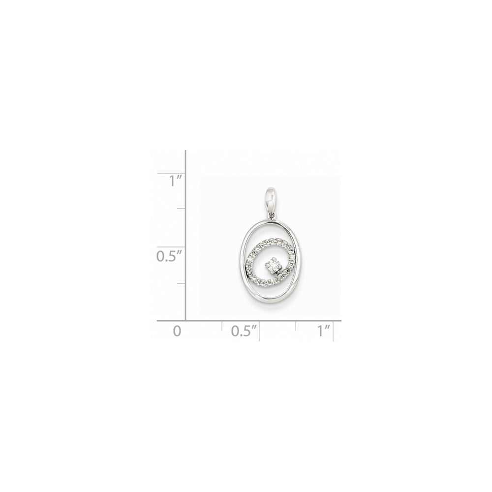 14K Weißgold Diamant-Anhänger, oval