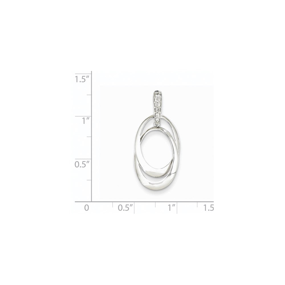 14K Weißgold Echtdiamant-Anhänger mit doppeltem Oval
