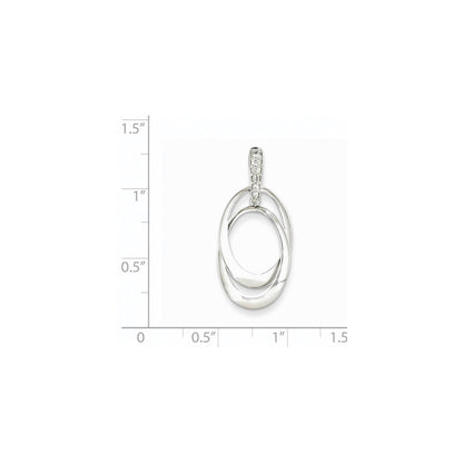 14K Weißgold Echtdiamant-Anhänger mit doppeltem Oval