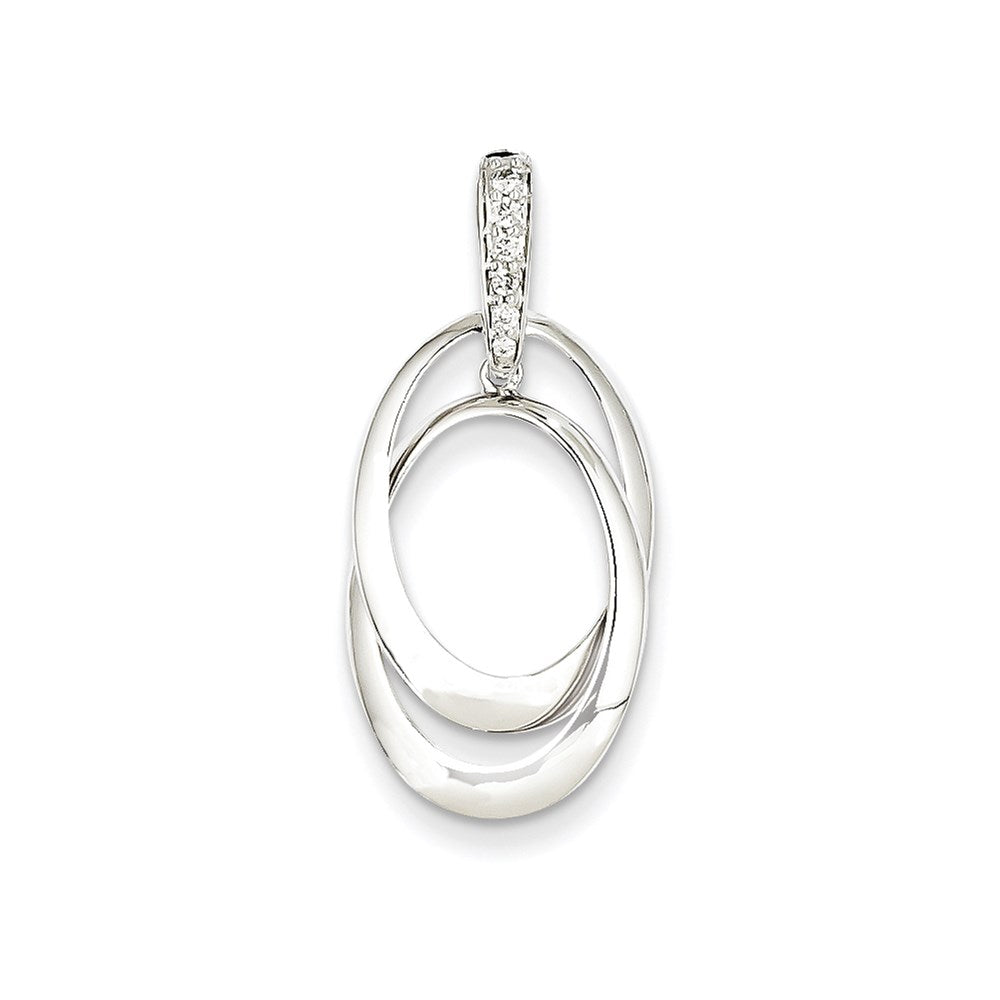 14K Weißgold Echtdiamant-Anhänger mit doppeltem Oval