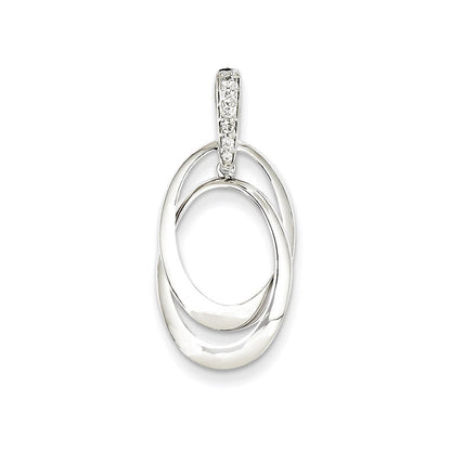 14K Weißgold Echtdiamant-Anhänger mit doppeltem Oval