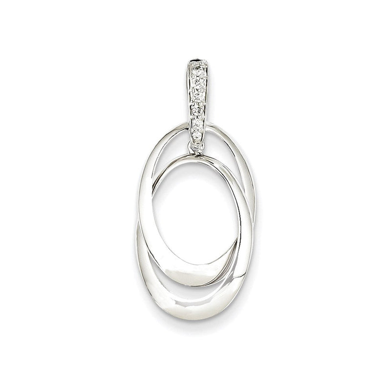 14K Weißgold Echtdiamant-Anhänger mit doppeltem Oval