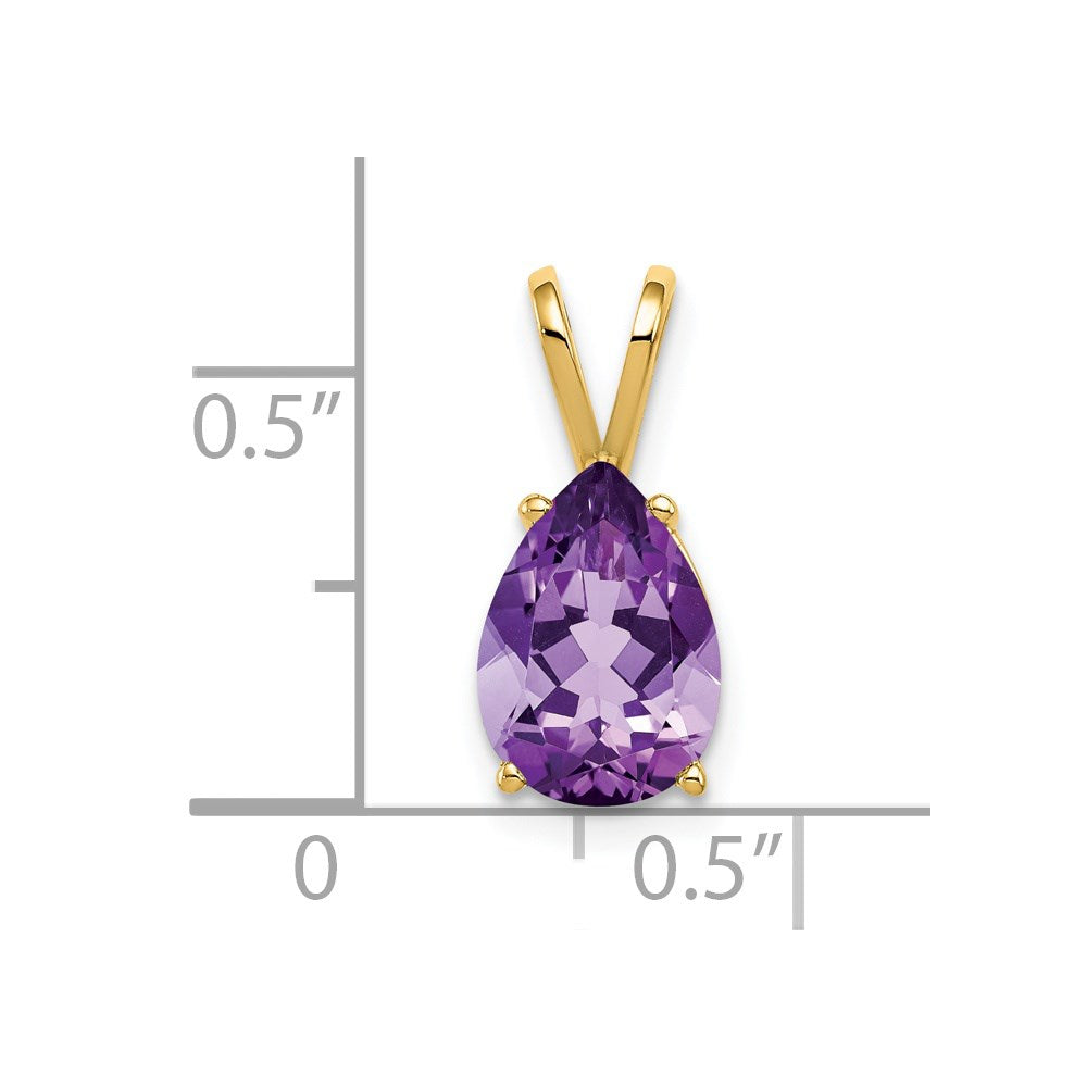 14K Gelbgold Anhänger mit birnenförmigem Amethyst, 10x7mm