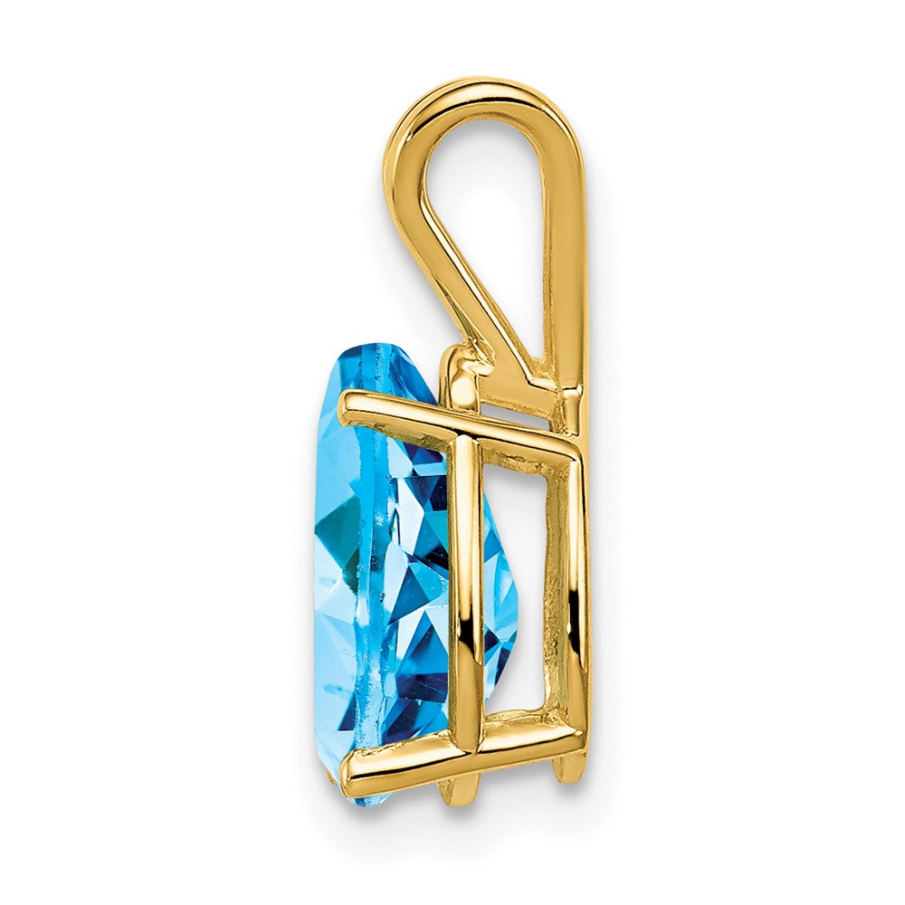 14K Gelbgold Anhänger mit birnenförmigem blauen Topas, 10x7mm