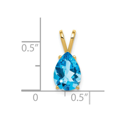 14K Gelbgold Anhänger mit birnenförmigem blauen Topas, 10x7mm