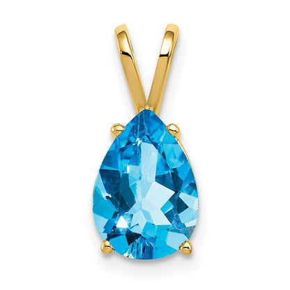 14K Gelbgold Anhänger mit birnenförmigem blauen Topas, 10x7mm
