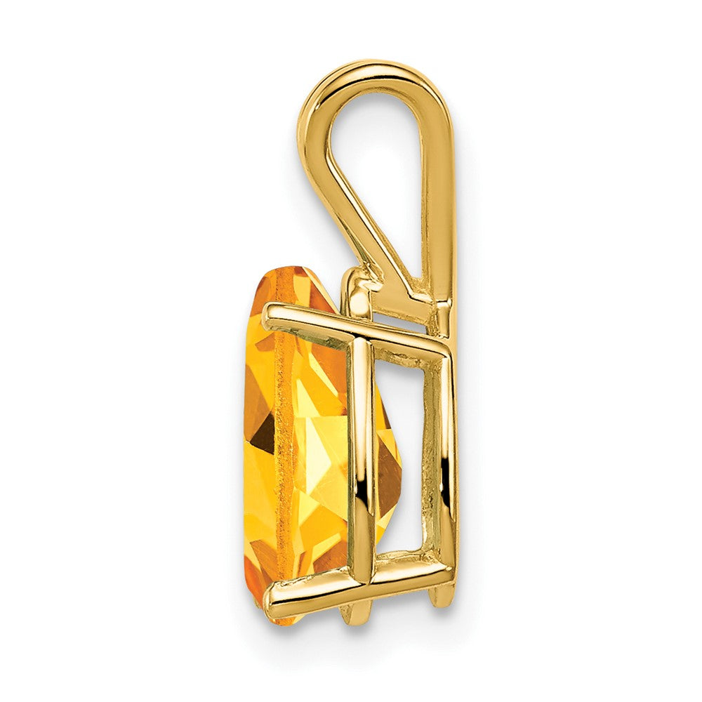 14K Gelbgold Anhänger mit birnenförmigem Citrin im Schachbrettschliff, 10x7mm