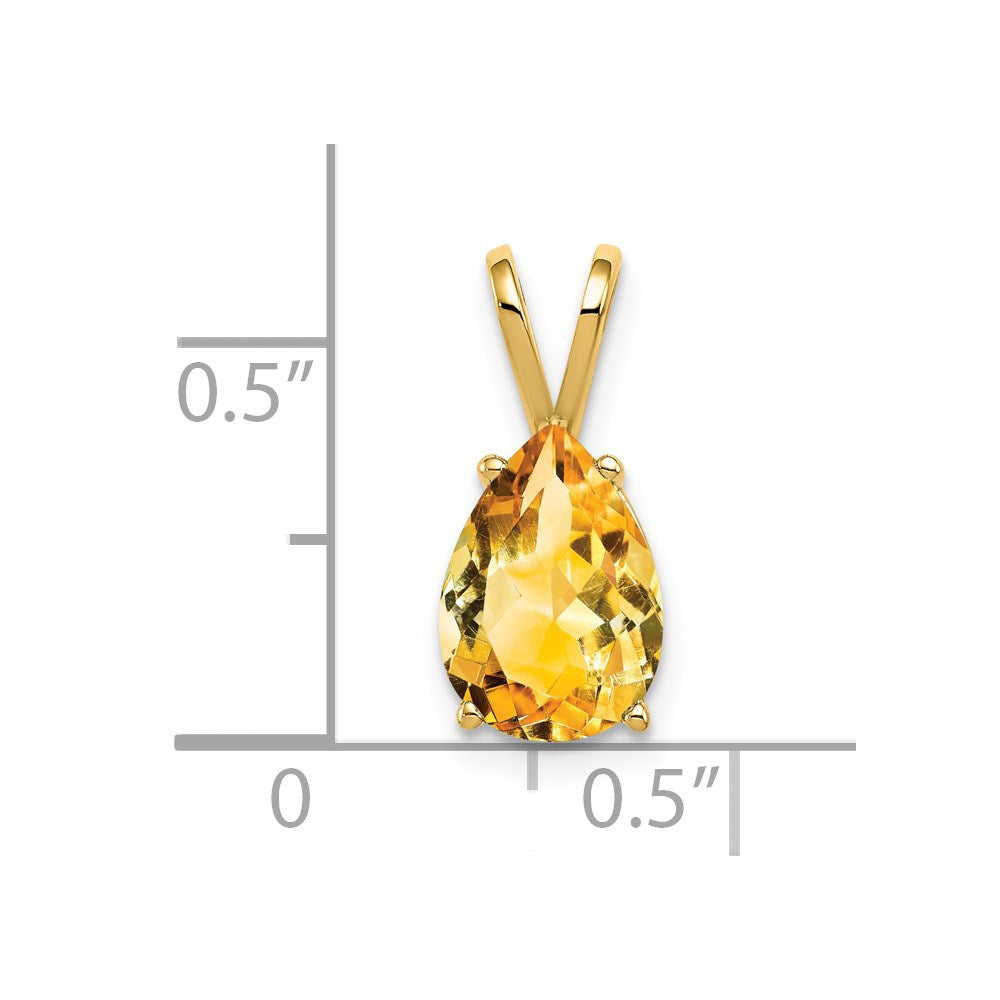14K Gelbgold Anhänger mit birnenförmigem Citrin im Schachbrettschliff, 10x7mm