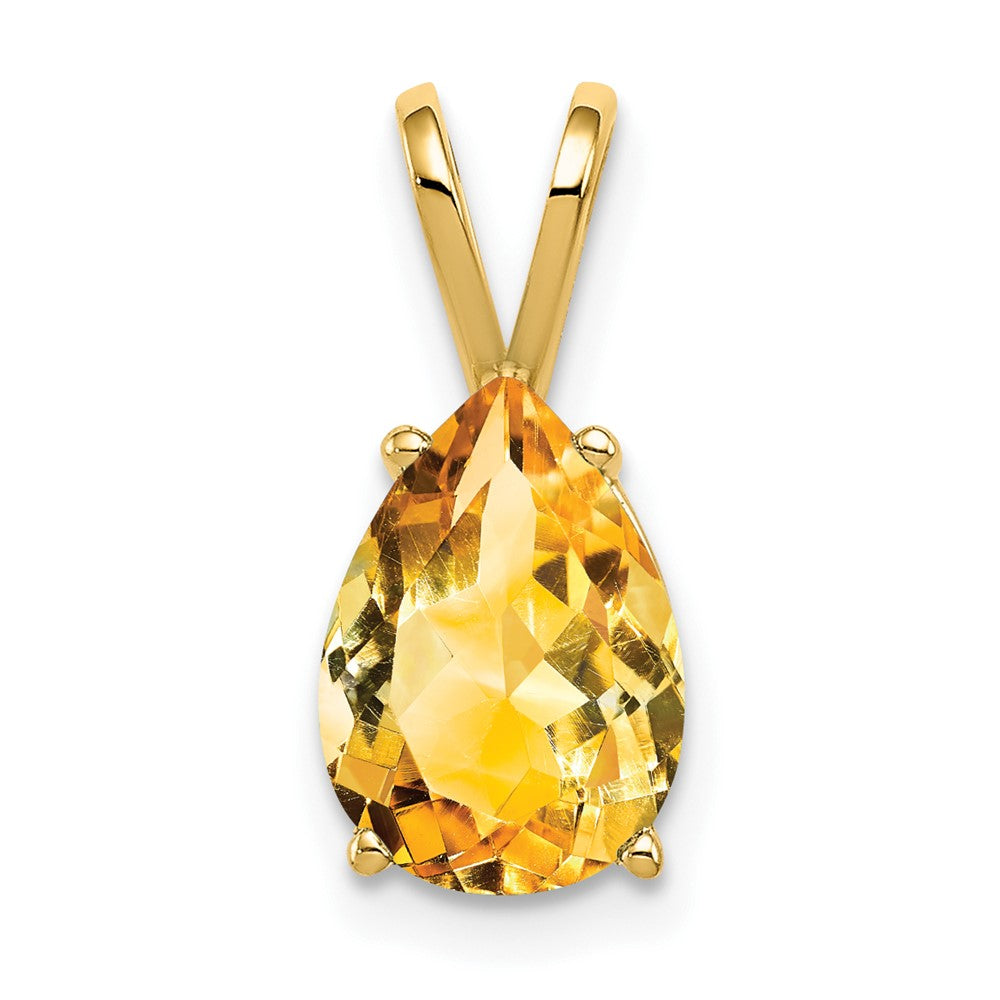 14K Gelbgold Anhänger mit birnenförmigem Citrin im Schachbrettschliff, 10x7mm