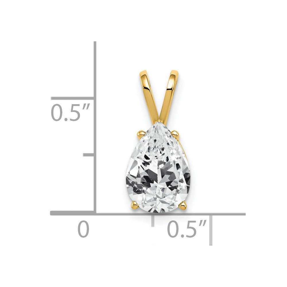 14K Gelbgold 10x7mm Tropfen Zirkonia Anhänger