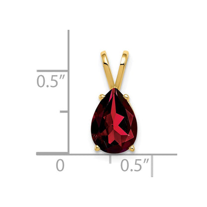 14K Gelbgold Anhänger mit birnenförmigem Granat, 10x7mm