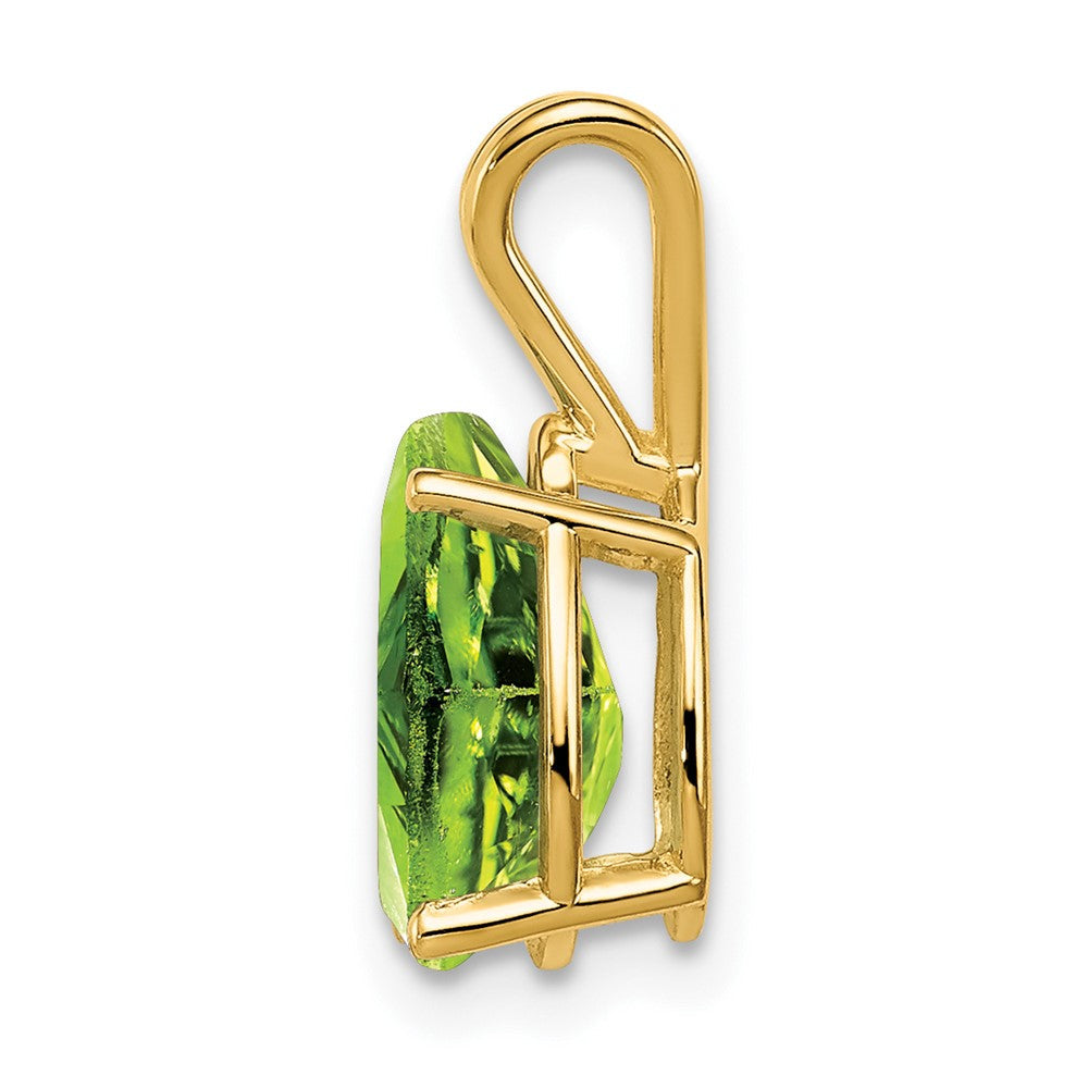 14K Gelbgold 10x7mm Peridot Anhänger im Birkenschliff mit Karomuster