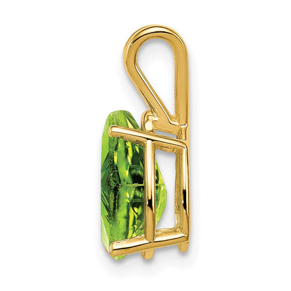14K Gelbgold 10x7mm Peridot Anhänger im Birkenschliff mit Karomuster