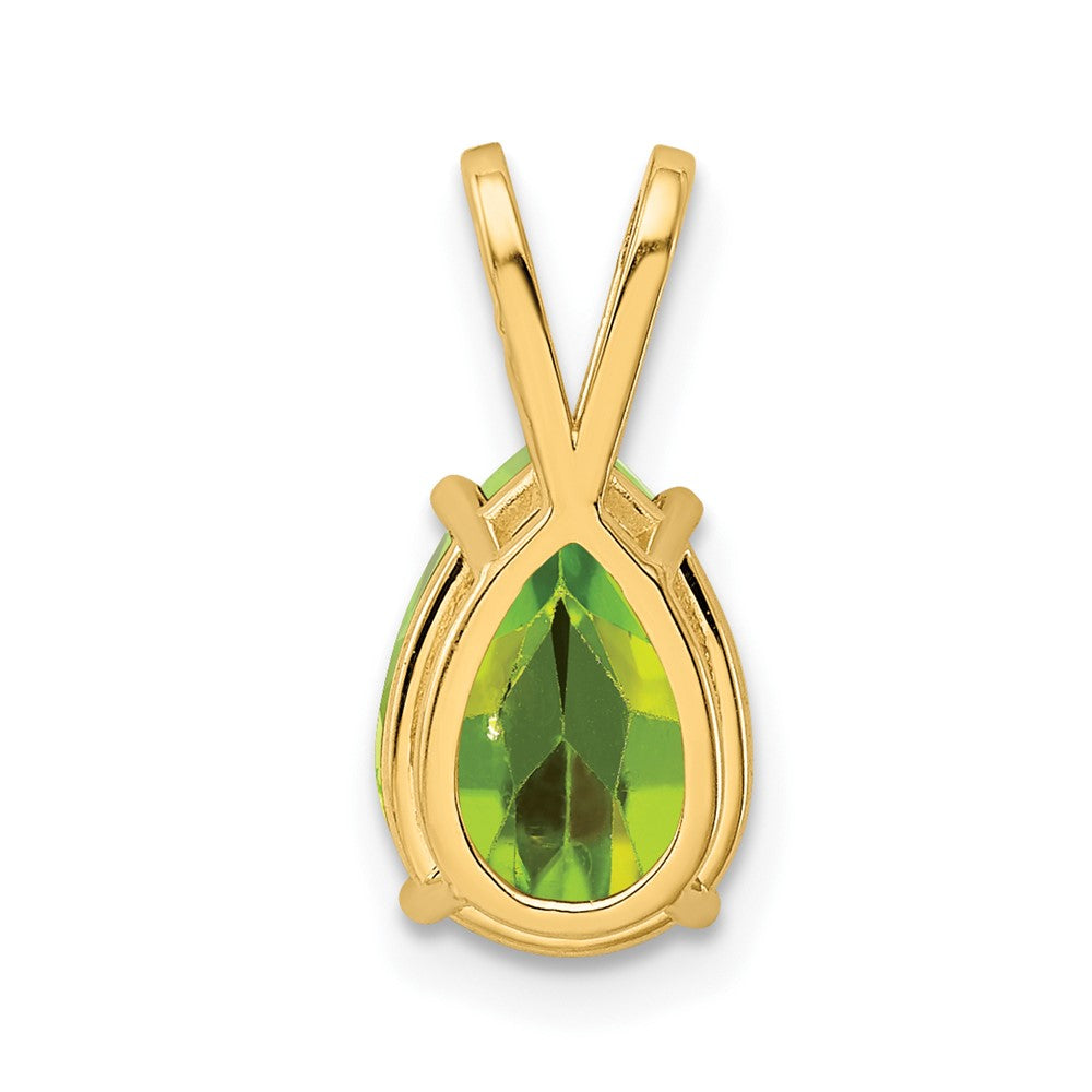 14K Gelbgold 10x7mm Peridot Anhänger im Birkenschliff mit Karomuster