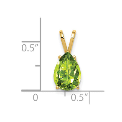 14K Gelbgold 10x7mm Peridot Anhänger im Birkenschliff mit Karomuster