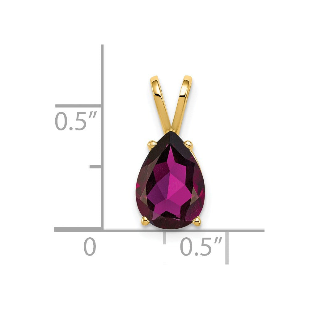 14K Gelbgold Anhänger mit birnenförmigem Rhodolith-Granat, 10x7mm