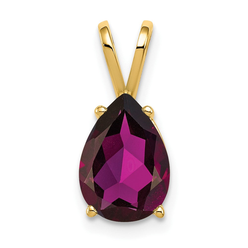 14K Gelbgold Anhänger mit birnenförmigem Rhodolith-Granat, 10x7mm