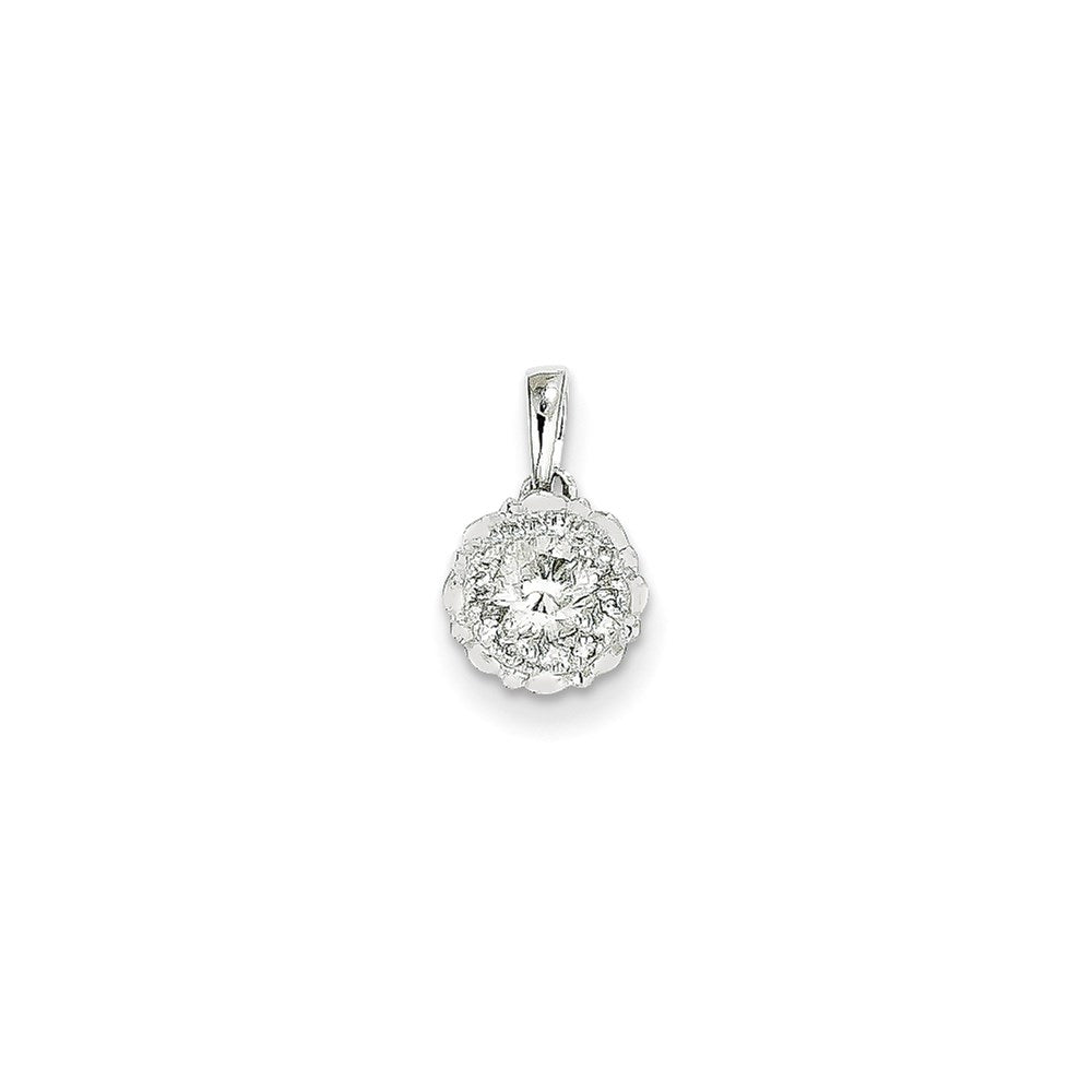 14K Weißgold Anhänger mit rundem echtem Diamant