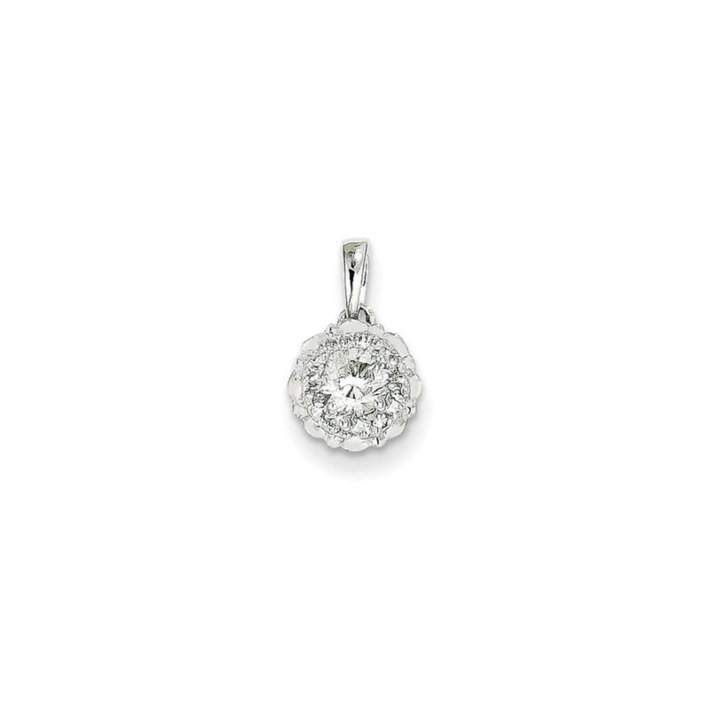 14K Weißgold Anhänger mit rundem echtem Diamant
